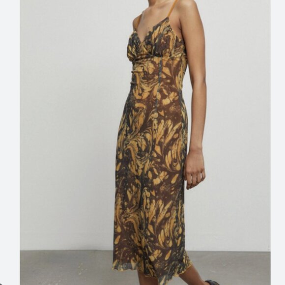 Urban Outfitters Size Small Multicolor Printed Gwen Mesh Sleeveless Midi Dress - Picture 1 of 6